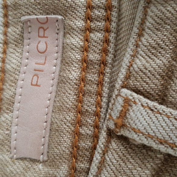 Pilcro Anthropologie 25R Slim Boyfriend Tan Floral Stencil Jeans - Picture 6 of 17